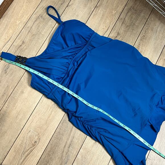 BECCA Turquoise Blue One Shoulder Swim Dress Plus Size 1X - Picture 9 of 14